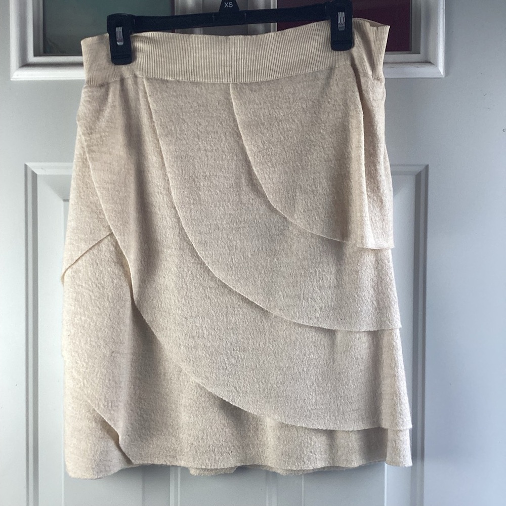 Anthropologie Moth Cream Asymmetrical Women's Skirt layered  wool